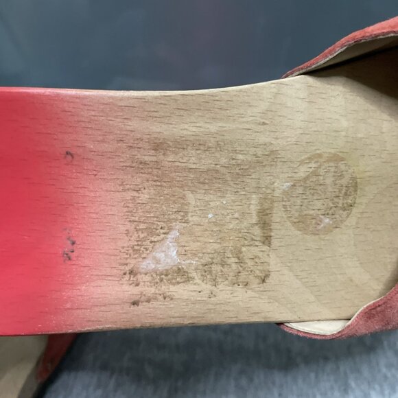 Dr Scholls Classic Original Collection Size 9 Wooden Sandals Red Ombré Leather - Picture 12 of 16